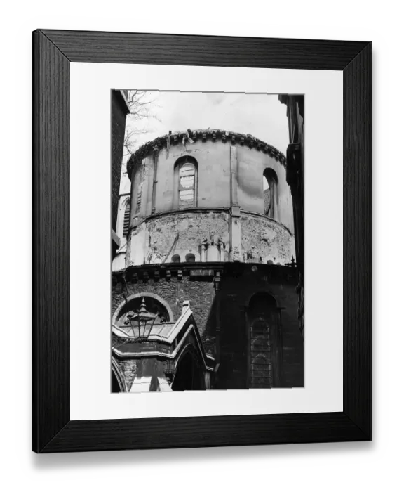 Framed Print : WWII: Britain: Air raids London: Picture shows: The bombed tower of the Temple Church