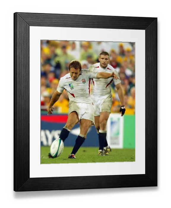 Framed Print : Jonny Wilkinson's dramatic last-minute winning drop goal in the 2003 Rugby World Cup final Framed Print : Jonny Wilkinson's dramatic last-minute winning drop goal in the 2003 Rugby World Cup final