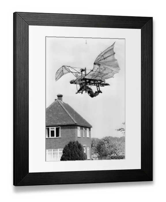 Framed Print : England rugby player Rory Underwood in a flying machine