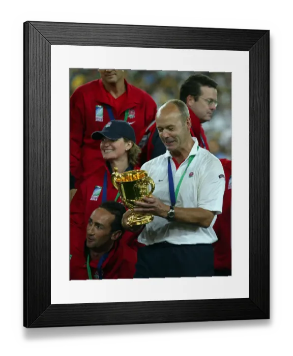 Framed Print : Clive Woodward, England Coach, with the Rugby World Cup