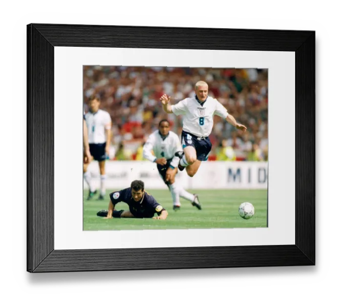 Framed Print : European Championships 1996, Group A. England v Scotland, 2-0. Paul Gascoigne, John Collins and Paul Ince Framed Print : European Championships 1996, Group A. England v Scotland, 2-0. Paul Gascoigne, John Collins and Paul Ince
