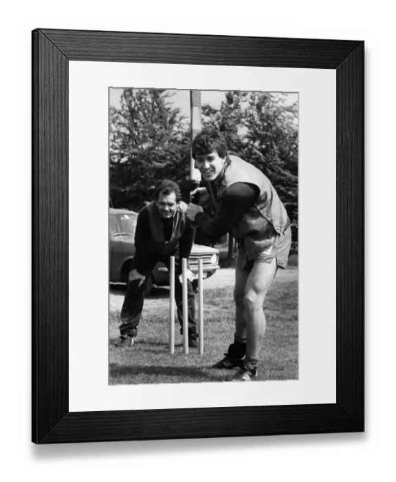 Framed Print : Bryan Robson and Ray Wilkins playing cricket Framed Print : Bryan Robson and Ray Wilkins playing cricket