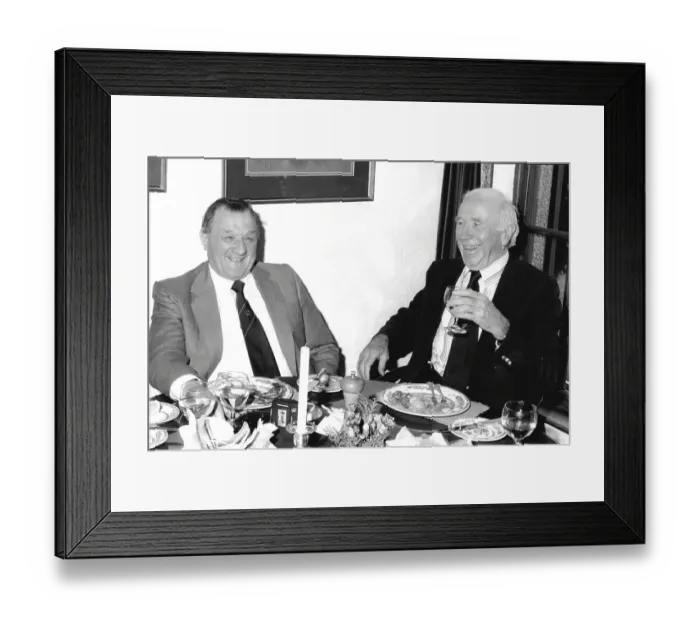 Framed Print : Former Liverpool FC manager, Bob Paisley (left) with former Manchester United FC manager, Sir Matt Busby Framed Print : Former Liverpool FC manager, Bob Paisley (left) with former Manchester United FC manager, Sir Matt Busby