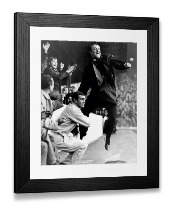 Framed Print : Aston Villa FC manager, Tommy Docherty celebrating a goal in 1968 Framed Print : Aston Villa FC manager, Tommy Docherty celebrating a goal in 1968