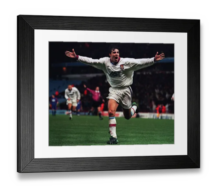Framed Print : Savo Milosevic celebrates scoring in the UEFA cup against Bucharest Framed Print : Savo Milosevic celebrates scoring in the UEFA cup against Bucharest