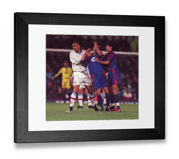 Framed Print : Stan Collymore in a UEFA cup against Bucharest 1997 Framed Print : Stan Collymore in a UEFA cup against Bucharest 1997