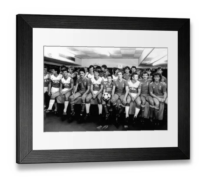 Framed Print : Everton and Liverpool FC players at footballer Phil Neal's testimonial, 1985 Framed Print : Everton and Liverpool FC players at footballer Phil Neal's testimonial, 1985