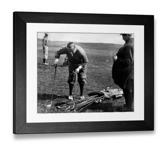 Framed Print : Golfer Walter Hagen choosing a club in the Ryder Cup Framed Print : Golfer Walter Hagen choosing a club in the Ryder Cup