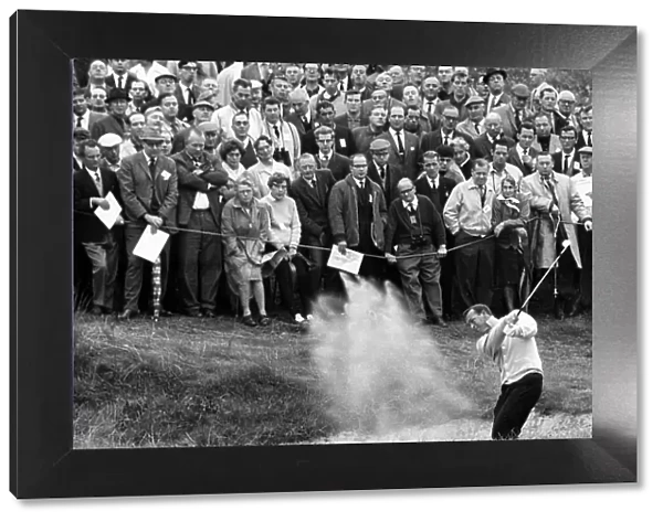 Golfer, Arnold Palmer, plays from bunker at the 8th at Royal Birkdale in the Ryder Cup