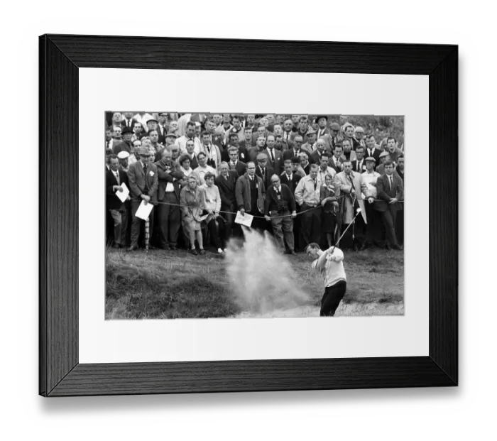 Framed Print : Golfer, Arnold Palmer, plays from bunker at the 8th at Royal Birkdale in the Ryder Cup Framed Print : Golfer, Arnold Palmer, plays from bunker at the 8th at Royal Birkdale in the Ryder Cup