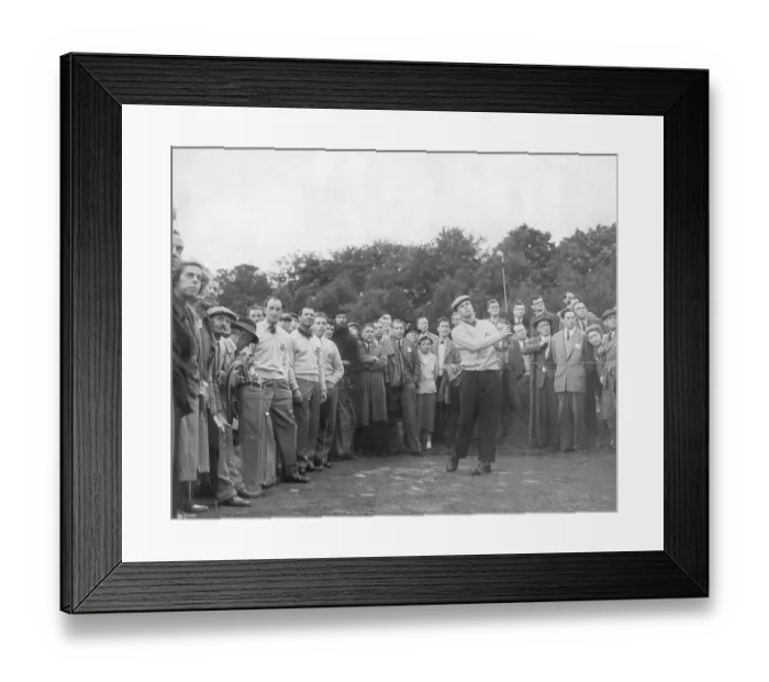 Framed Print : Peter Aliss (centre), who would become a brilliant commentator, admires his shot as the crowd watches 1953 Framed Print : Peter Aliss (centre), who would become a brilliant commentator, admires his shot as the crowd watches 1953