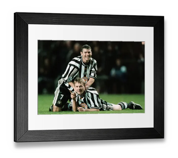 Framed Print : Stuart Pearce and Robert Lee European Champions league 1997 / 98 Framed Print : Stuart Pearce and Robert Lee European Champions league 1997 / 98