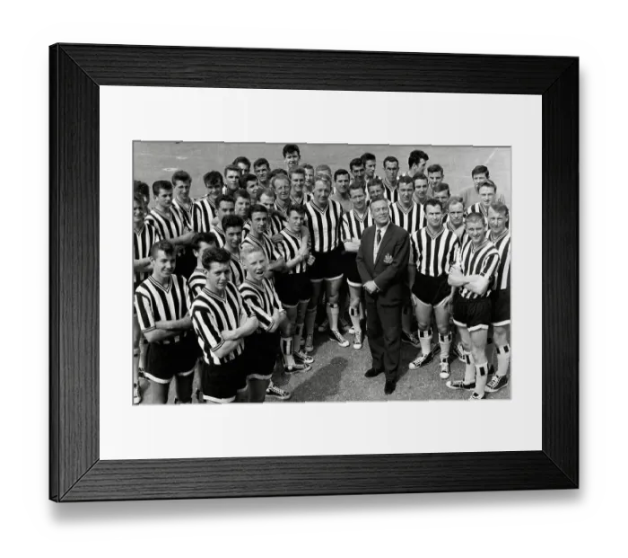Framed Print : Charlie Mitten with his Newcastle United footballers for the 1961 / 62 season Framed Print : Charlie Mitten with his Newcastle United footballers for the 1961 / 62 season