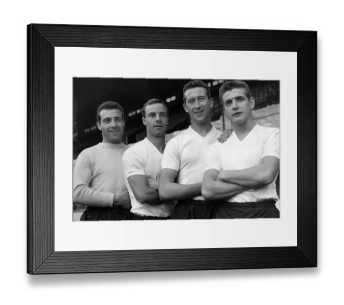 Framed Print : England players Ron Springett, Ray Parry, Ken Brown and Joe Baker training at Highbury 1959 Framed Print : England players Ron Springett, Ray Parry, Ken Brown and Joe Baker training at Highbury 1959