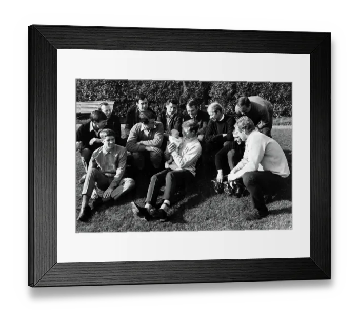 Framed Print : England 1966 world cup team with a baby who was given all their names Framed Print : England 1966 world cup team with a baby who was given all their names