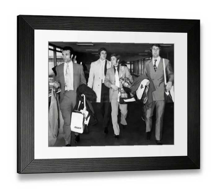 Framed Print : England team returning to Heathrow after their 1-0 victory over Malta in the Nations Cup 1971 Framed Print : England team returning to Heathrow after their 1-0 victory over Malta in the Nations Cup 1971