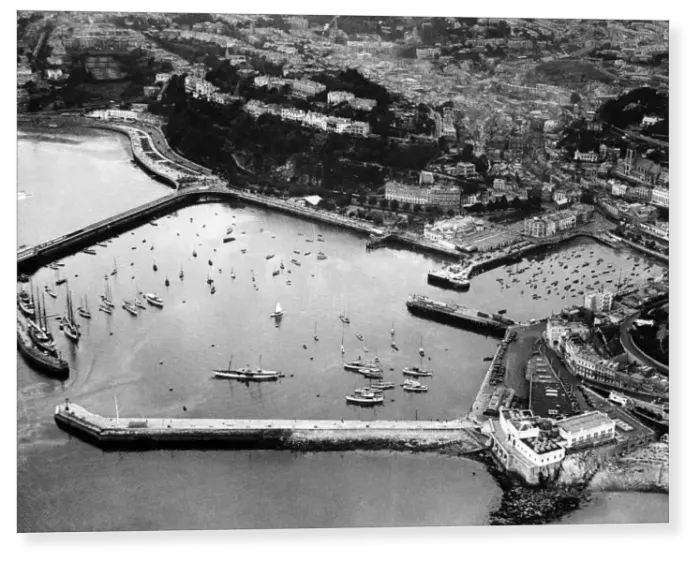 Print : Aerial View of Harbour at Torquay in Devon 1935 Print : Aerial View of Harbour at Torquay in Devon 1935