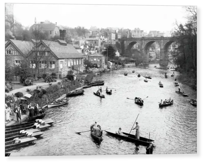 Print : Boats on the River Nidd at Knaresborough, Yorkshire in 1935 Print : Boats on the River Nidd at Knaresborough, Yorkshire in 1935