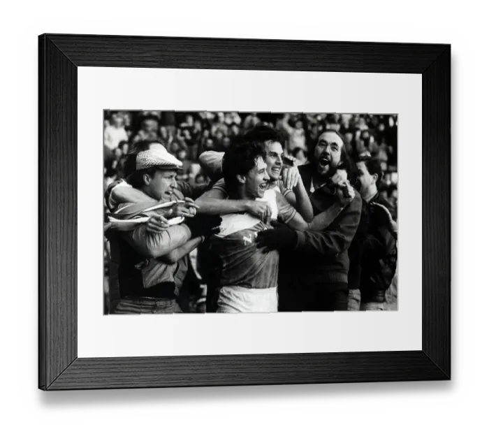 Framed Print : Gary Lineker and fans celebrate Everton's second goal