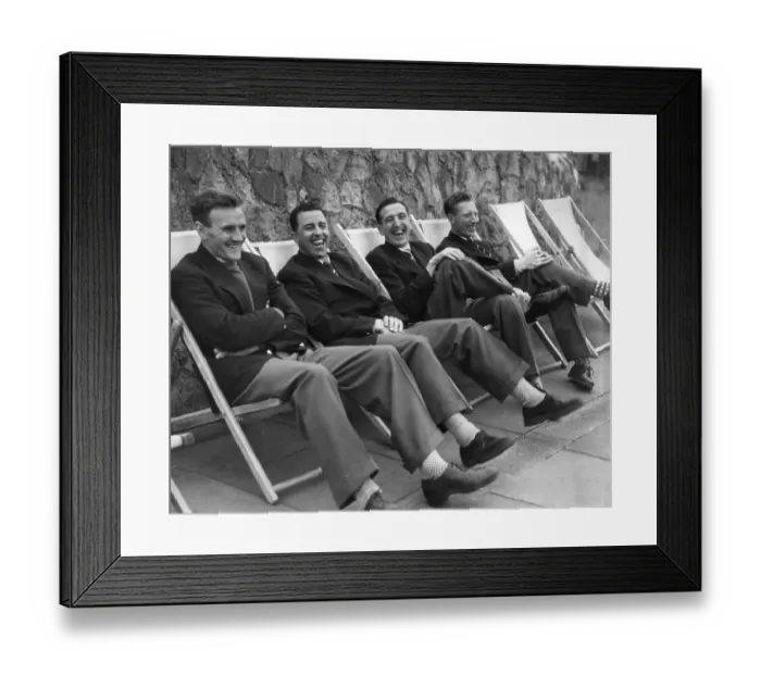 Framed Print : Manchester City footballers (L-R) Don Revie, Royal Paul, Ken Barnes and Roy Little in 1956 Framed Print : Manchester City footballers (L-R) Don Revie, Royal Paul, Ken Barnes and Roy Little in 1956