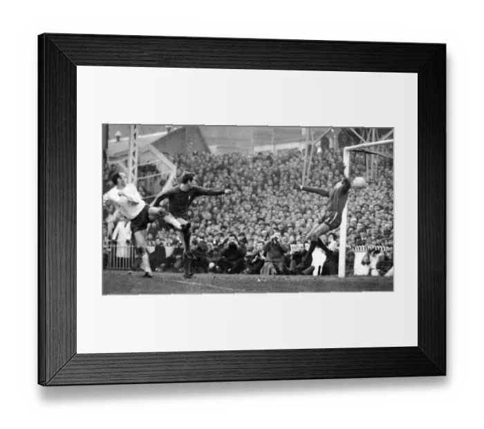 Framed Print : Alan Gilzean heads in Spurs first in a 2-0 victory at the Lane in 1967 Framed Print : Alan Gilzean heads in Spurs first in a 2-0 victory at the Lane in 1967