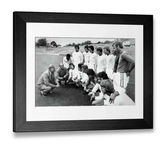 Framed Print : Peter Taylor talks to the Brighton & Hove Albion team on the Goldstone Ground pitch 1974 Framed Print : Peter Taylor talks to the Brighton & Hove Albion team on the Goldstone Ground pitch 1974