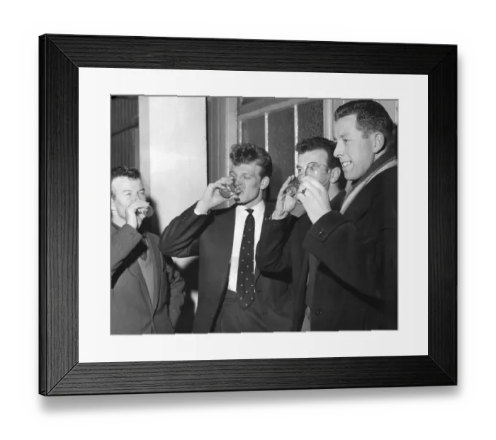Framed Print : Footballers of Brighton and Hove Albion fc taking anti flu medicine 1961 Framed Print : Footballers of Brighton and Hove Albion fc taking anti flu medicine 1961