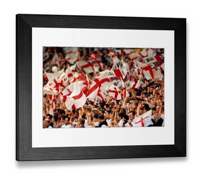 Framed Print : England fans waving flags Framed Print : England fans waving flags
