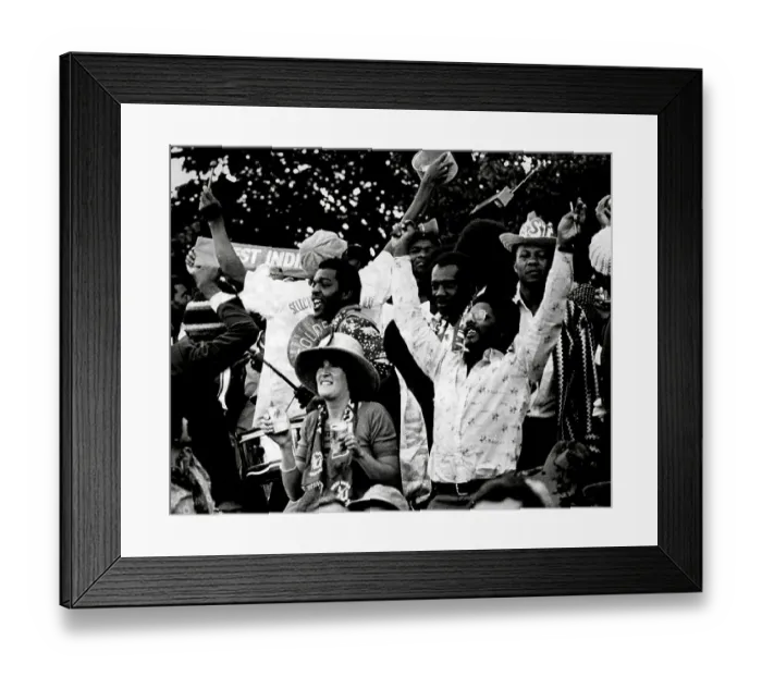 Framed Print : West Indies cricket fans at England v West Indies test match at Headlingly 1976 Framed Print : West Indies cricket fans at England v West Indies test match at Headlingly 1976
