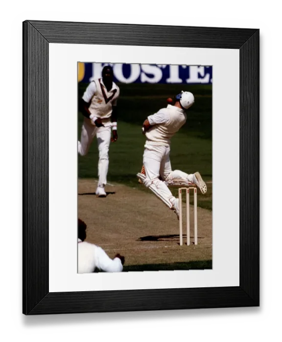 Framed Print : England's Hugh Morris avoids another bouncer from Curtly Ambrose Framed Print : England's Hugh Morris avoids another bouncer from Curtly Ambrose