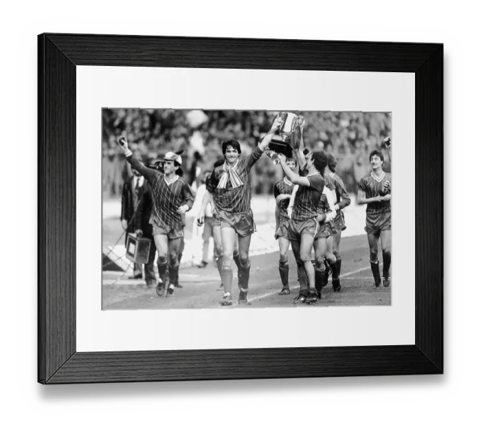 Framed Print : The victorious Liverpool team with the Milk Cup 1983 Framed Print : The victorious Liverpool team with the Milk Cup 1983