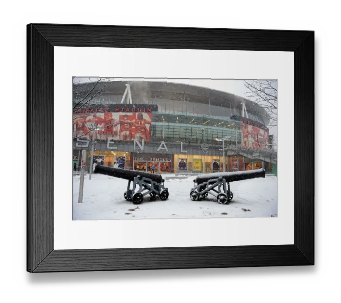 Framed Print : The Emirates Stadium in the snow 2010 Framed Print : The Emirates Stadium in the snow 2010