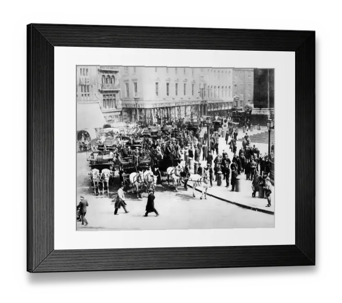Framed Print : 1907 FA Cup Football fans gathering in St Paul's churchyard to travel to Crystal Palace for the match Framed Print : 1907 FA Cup Football fans gathering in St Paul's churchyard to travel to Crystal Palace for the match