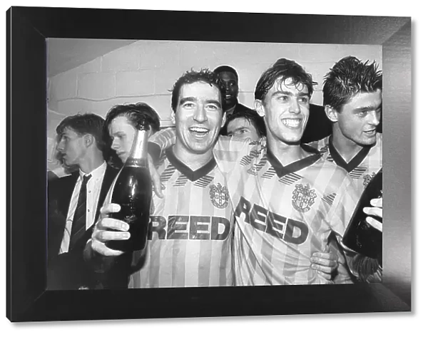 Sutton goal scorers Tony Rains and Matthew Harland celebrate their win over Coventry city in the FA Cup 1989