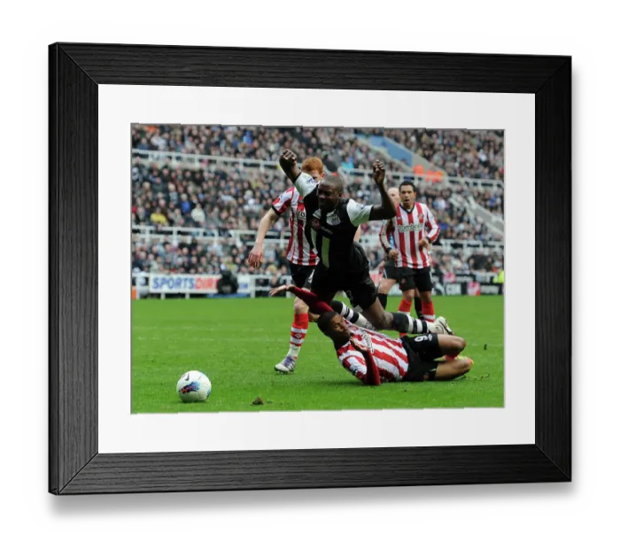 Framed Print : Newcastle's Shola Ameobi brought down by Sunderland's Fraizer Campbell for a penalty Framed Print : Newcastle's Shola Ameobi brought down by Sunderland's Fraizer Campbell for a penalty