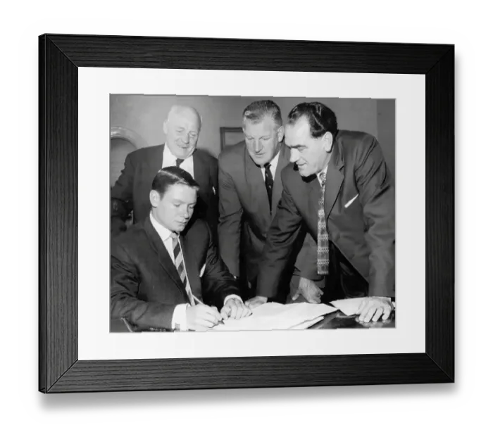 Framed Print : Dave Hilley, footballer signs for Newcastle United