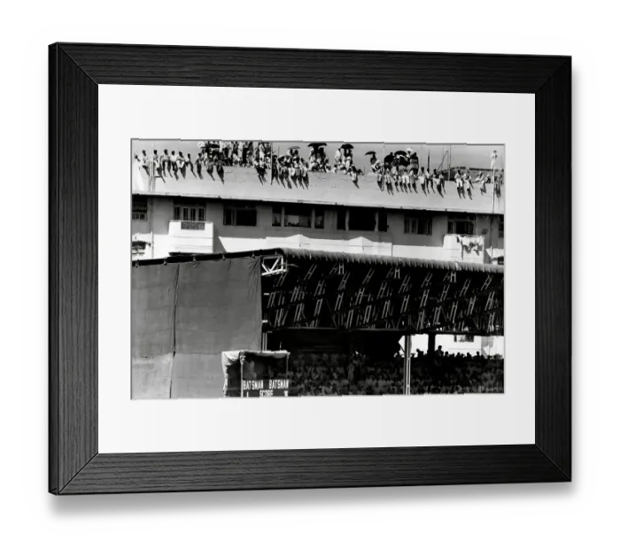 Framed Print : India v England 1961 Fans watch 1st test match in Bombay from the roof of the stand