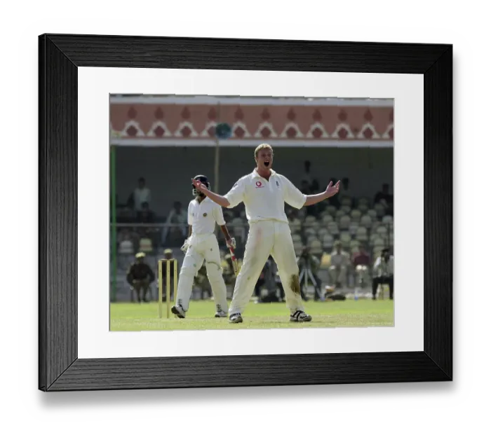 Framed Print : Andrew Flintoff makes an appeal for an early wicket England Cricket Tour to India Framed Print : Andrew Flintoff makes an appeal for an early wicket England Cricket Tour to India
