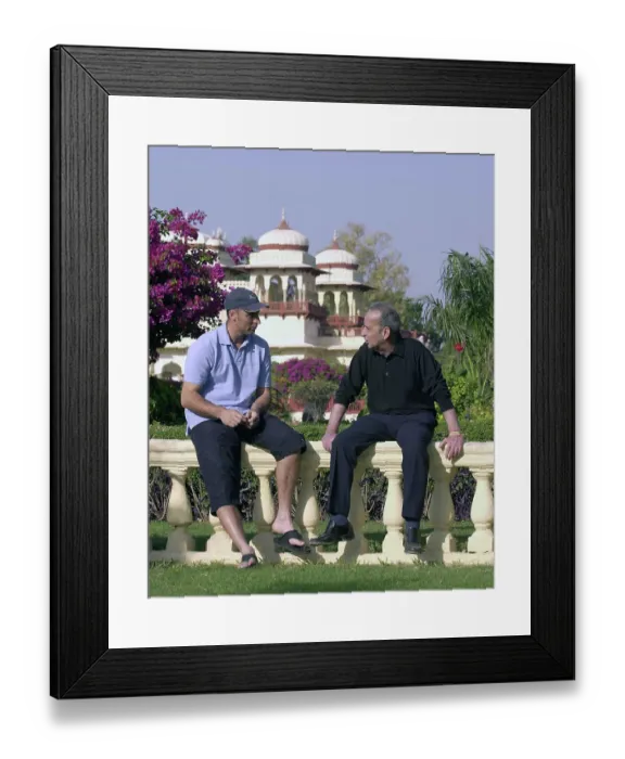 Framed Print : Cricketer Nasser Hussain with his father Jawad in Jaipur Framed Print : Cricketer Nasser Hussain with his father Jawad in Jaipur