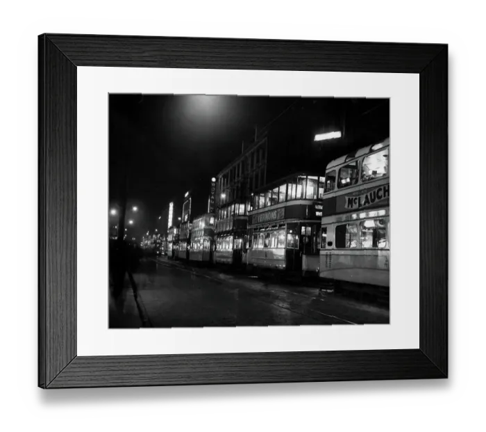 Framed Print : Tram hold up in Sauchiehall Street, Glasgow 1955 Framed Print : Tram hold up in Sauchiehall Street, Glasgow 1955