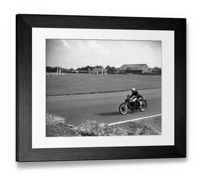 Framed Print : John Surtees seen motorcycle racing at Aintree Framed Print : John Surtees seen motorcycle racing at Aintree
