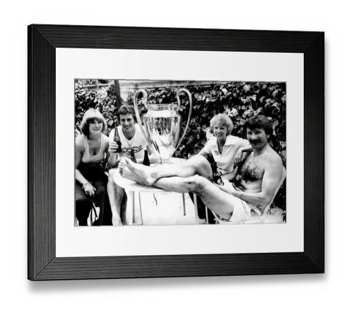 Framed Print : Tommy Smith, wife Sue, Ray Clemence, wife Vera Liverpool win The European Cup in May 1977 Framed Print : Tommy Smith, wife Sue, Ray Clemence, wife Vera Liverpool win The European Cup in May 1977