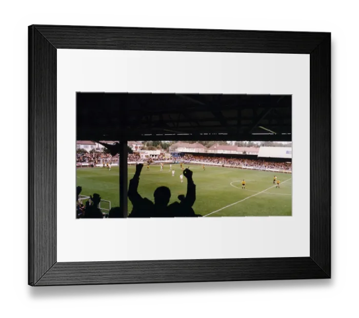 Framed Print : Barnet FC fans salute Frank Murphy after one of his two goals that clinched a 2-0 victory over York
