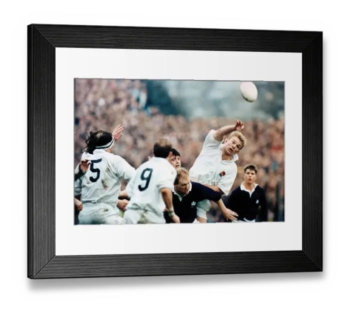 Framed Print : Scotland v England Five Nations Championship at Murrayfield 1992, Tim Rodber make his presence felt to win line out ball Framed Print : Scotland v England Five Nations Championship at Murrayfield 1992, Tim Rodber make his presence felt to win line out ball