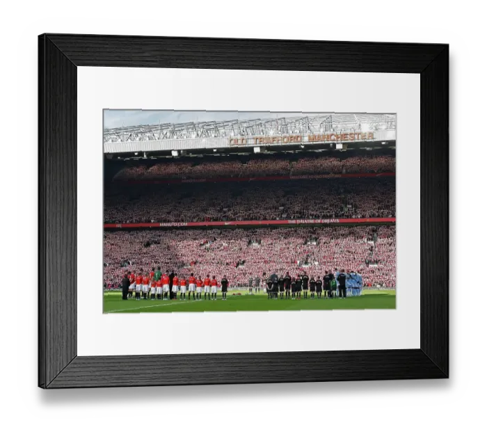 Framed Print : Old Trafford before kickoff for the 50th anniversary of the Munich Air Disaster