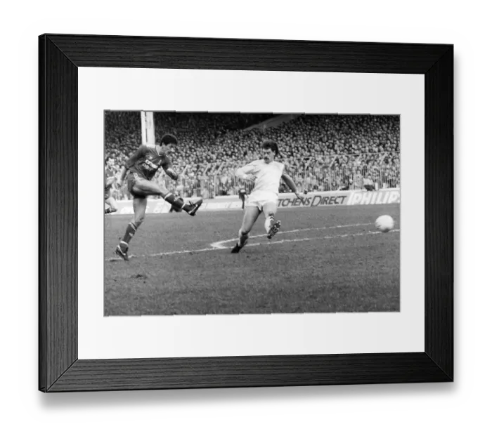 Framed Print : Manchester City v Liverpool. Ian Rush shoots wide for Liverpool Framed Print : Manchester City v Liverpool. Ian Rush shoots wide for Liverpool