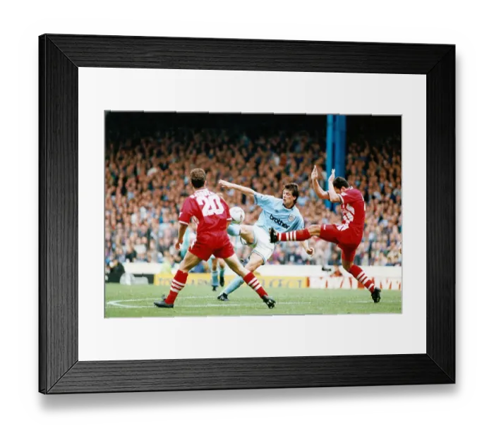 Framed Print : Niall Quinn (c) in play during Manchester City v Liverpool Framed Print : Niall Quinn (c) in play during Manchester City v Liverpool