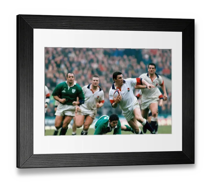 Framed Print : John Sleightholme goes through the Irish Backs to score for England Framed Print : John Sleightholme goes through the Irish Backs to score for England