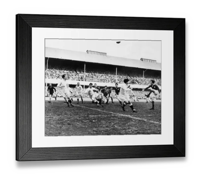 Framed Print : Ireland v England Rugby Jack Kyle (Ireland) kicks down field after a scrum. Ireland won 14-5 1949 Framed Print : Ireland v England Rugby Jack Kyle (Ireland) kicks down field after a scrum. Ireland won 14-5 1949