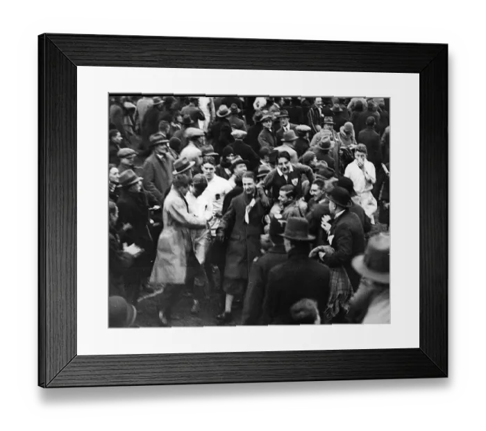 Framed Print : The crowd carry PT Murray to the pavillion after and Ireland win against England 1930 Framed Print : The crowd carry PT Murray to the pavillion after and Ireland win against England 1930